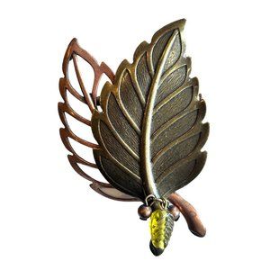 Basics by Croft & Barrow Fall Autumn Theme Leaf Pin Brooch 2 5/8"h
